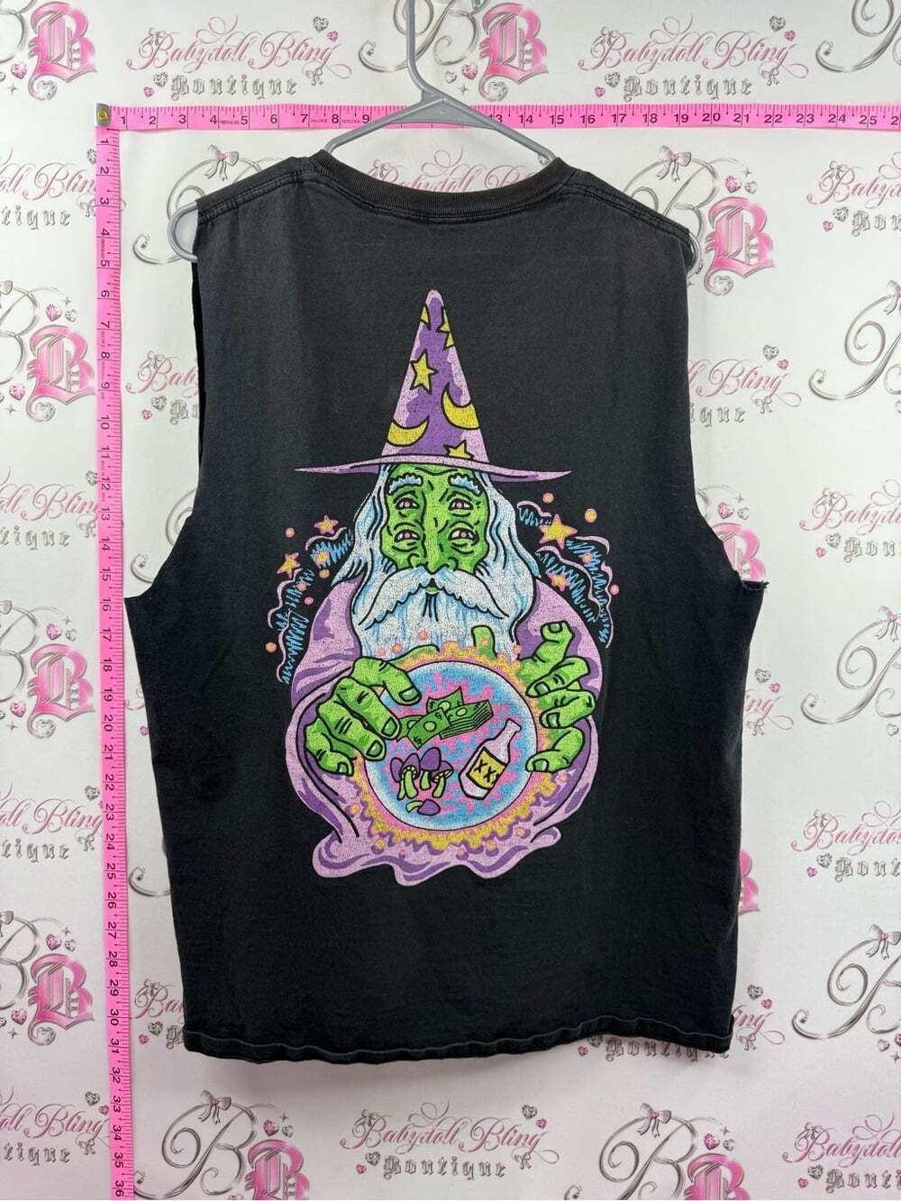 ALAB tank top cut off sleeves Black Graphic Muscle Tee with Colorful Patch - Picture 3 of 12